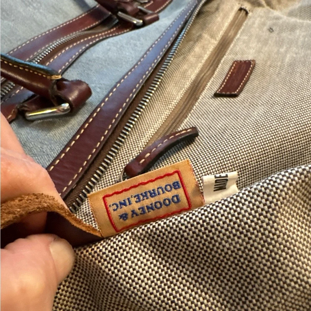 Dooney & Bourke Vintage Brown and Denim Shoulder Bag with Structured Design - Picture 15 of 16